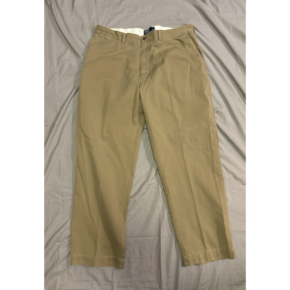 Vintage Polo Ralph Lauren Beige Tan Pleated Classic Chino Pants Mens 38x30 Khaki